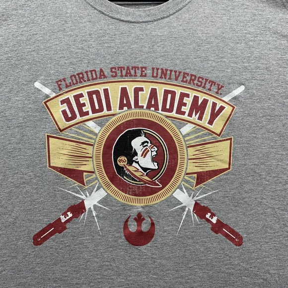 Star Wars x FSU Seminoles T-Shirt Mens XL X-Large Gray Jedi Academy Lightsaber - Picture 4 of 10